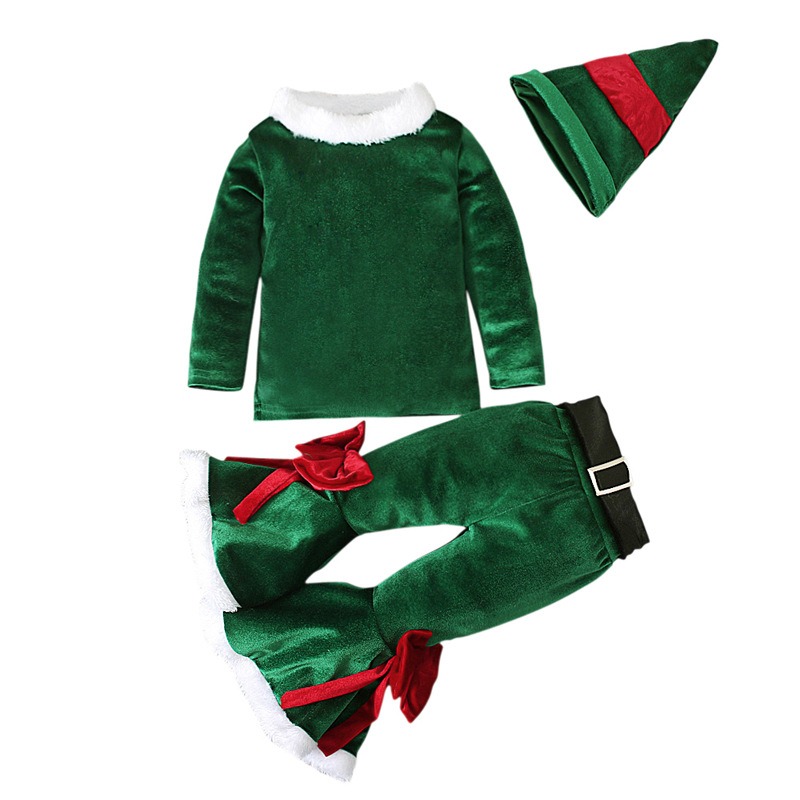 Elf Costume Christmas - 女の子サンタクロースコスプレ衣装グリーンエルフコスチュームクリスマスカーニバルパーティーファンシードレス女の子用レッドクリスマス服セット