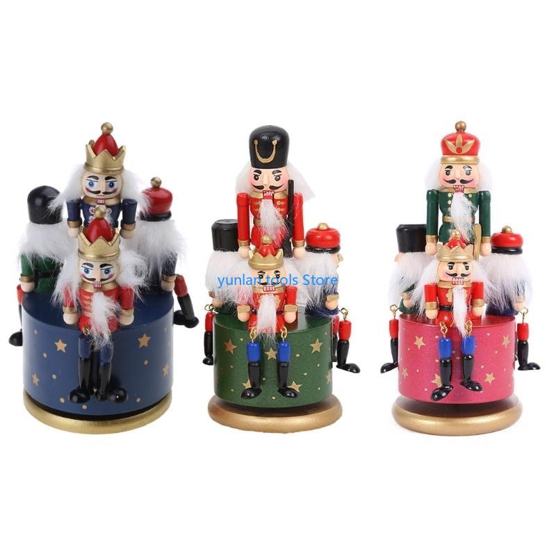 Nutcracker Figurine - 50lb 4 in 1木製のくるみ割り人形ミュージックボックス飾りクリスマス装飾木材操作人形劇ホームテーブルテロットの装飾