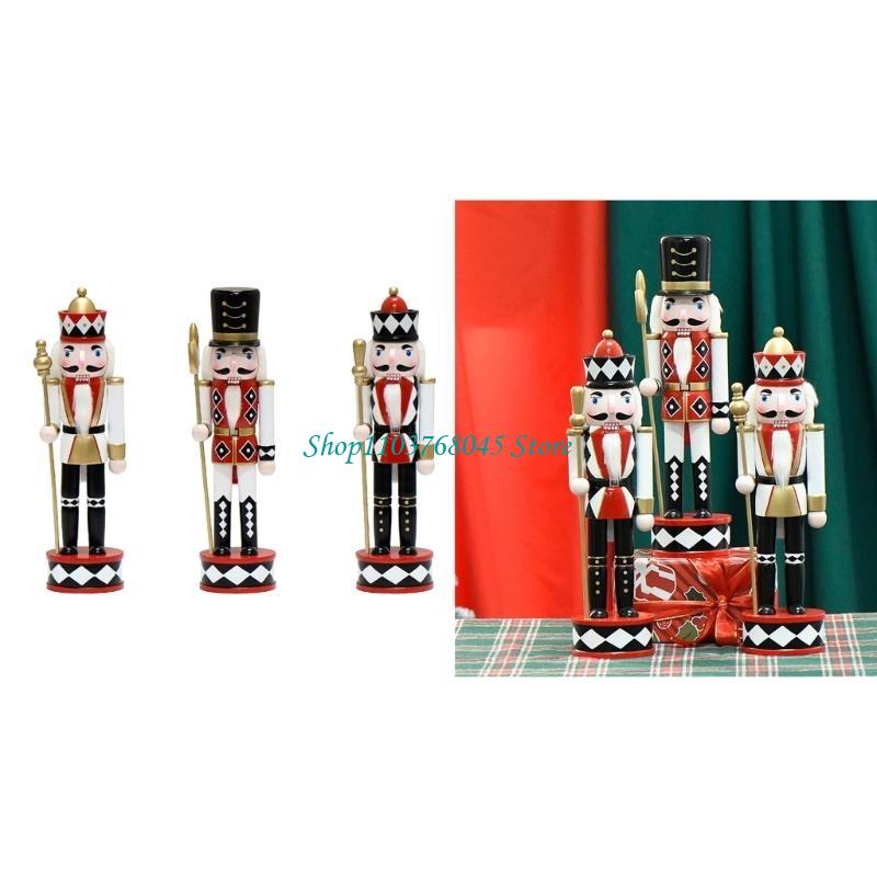 Nutcracker Figurine - R53F 木製クリスマスくるみ割り人形キング置物おもちゃの装飾品ホリデークリスマス装飾棚テーブルホーム新年