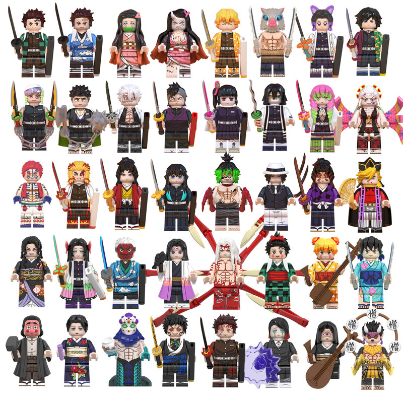 Lego Set Technic - アニメデビルキラービルディングブロックセット ミニドールと日輪刀付き - 竈門炭治郎 竈門禰豆子 竈門柱