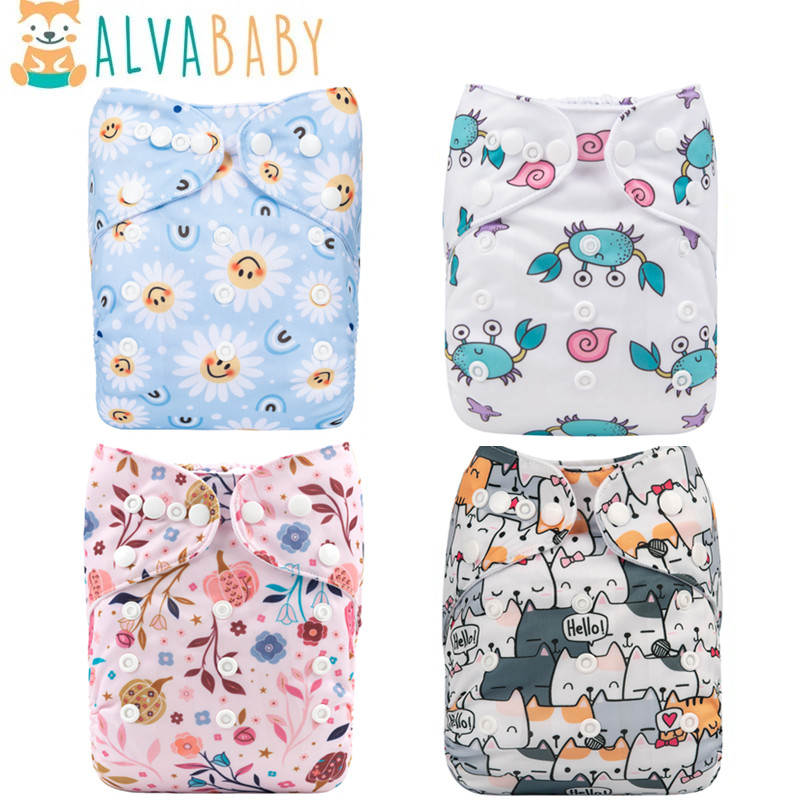 Pampers Diaper Premium Care - Alvababy-3〜15kgの赤ちゃん用の再利用可能な布おむつ,洗えるおむつ,マイクロファイバーインサート,1個