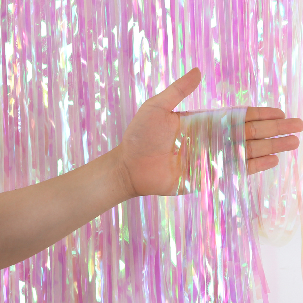 Tinsel Garland Decoration - 結婚式の装飾用の背景カーテン,2m,3m,式典用,フォイルカーテン,誕生日パーティー用品