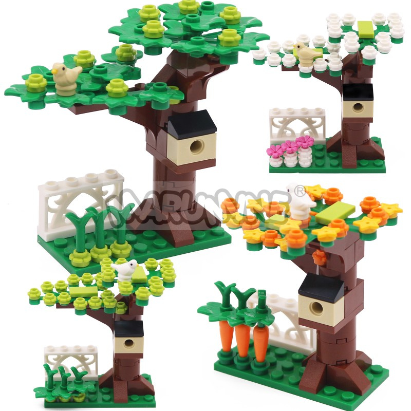 Lego Set City - MARUMINE 小粒子MOCブロック ツリーハウスセット 鳥付き 41835pb01 DIY都市街並みビルディングブロック