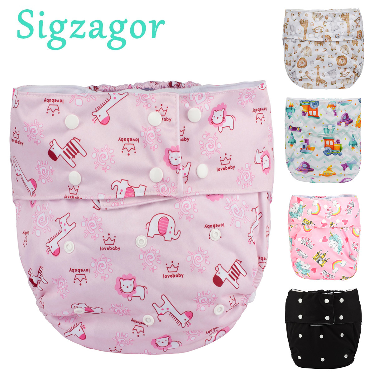 Pampers Diaper Premium Care - [Sigzagor]-大人用の布おむつ,防水,再利用可能,ポケット付き,失禁,レッグガセット,ロールプレイングスーツ,10代