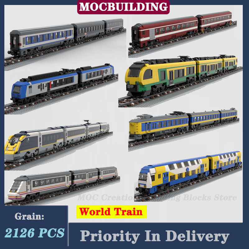 Lego Set City - Moc-都市のビルディングブロックのアセンブリセット,ディーゼル列車,etrモデル,トランスポート車両,機関車,へこみ,都市列車,220クラス