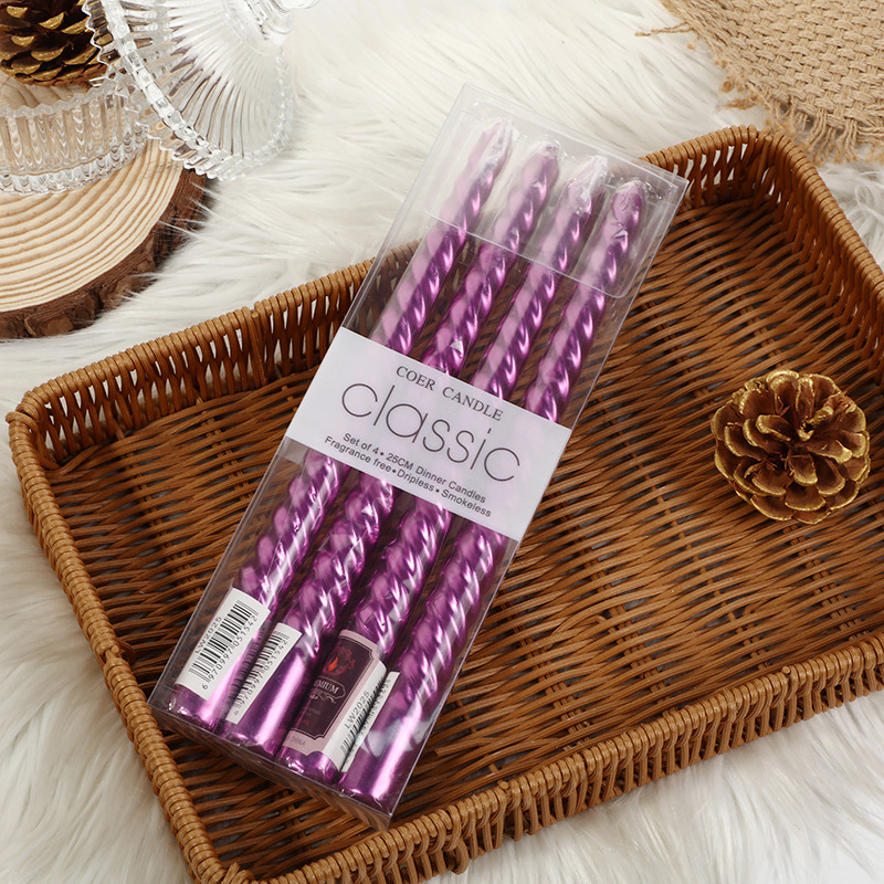 4 個ヨーロッパスタイルのロングポールカラースレッドキャンド - Holiday Candle Set のレビューと価格