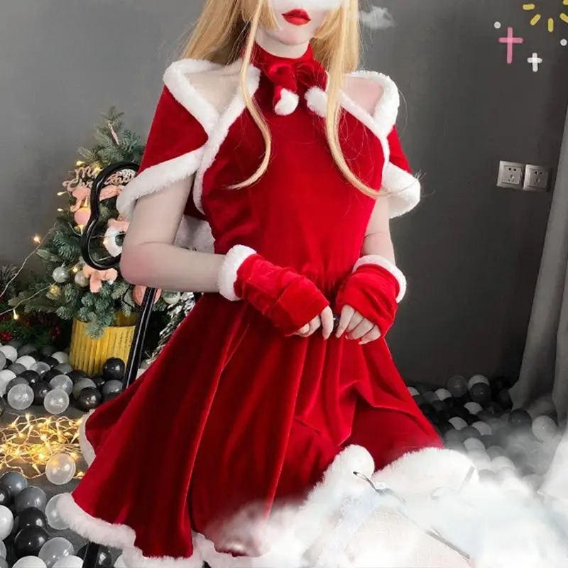 クリスマスコスプレ衣装ドレスアクセサリースーツ赤新年マントカ - Elf Costume Christmas のレビューと価格
