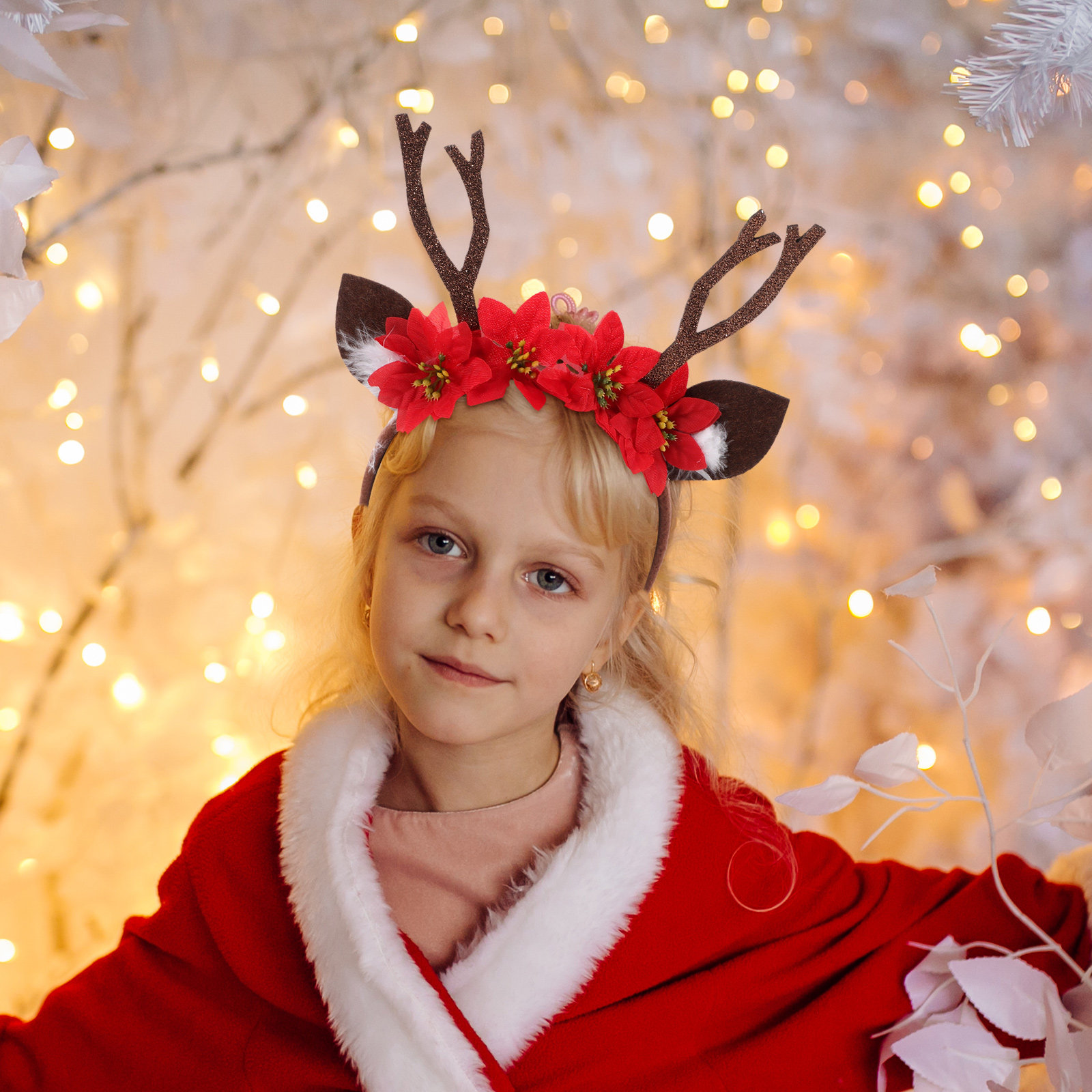 トナカイの角のクリスマスヘッドバンド、鹿の耳コスチューム、ホ - Reindeer Antlers Headband のレビューと価格