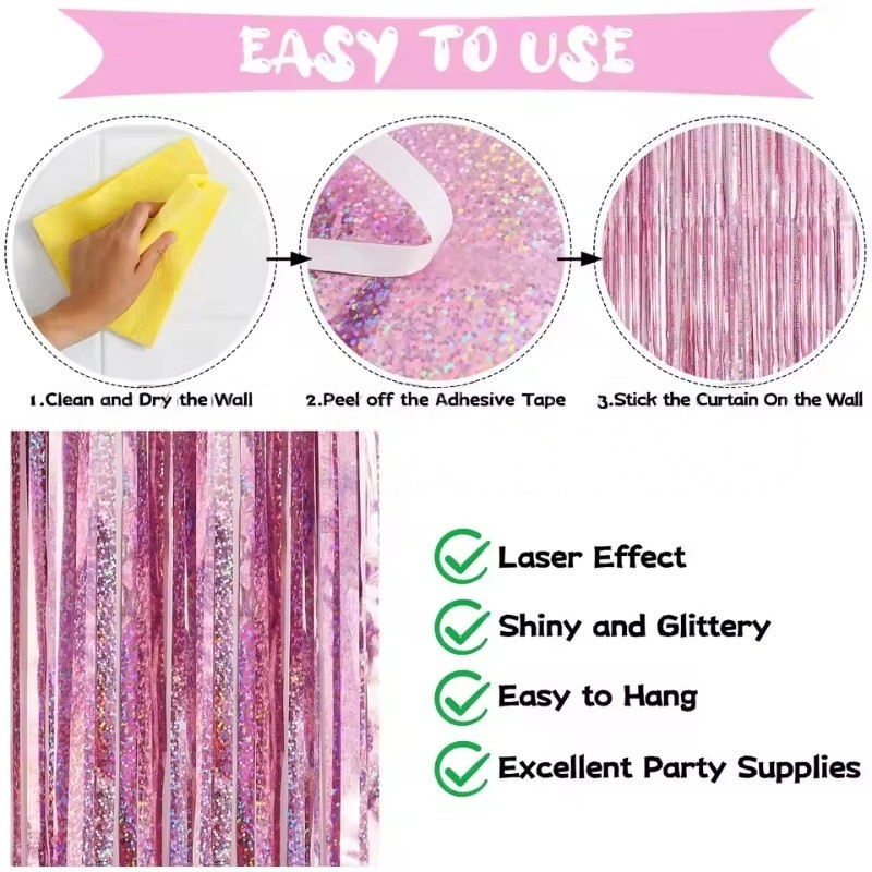 1/2/3パック グリッターパーティー背景 メタリックフォイ - Tinsel Garland Decoration のレビューと価格