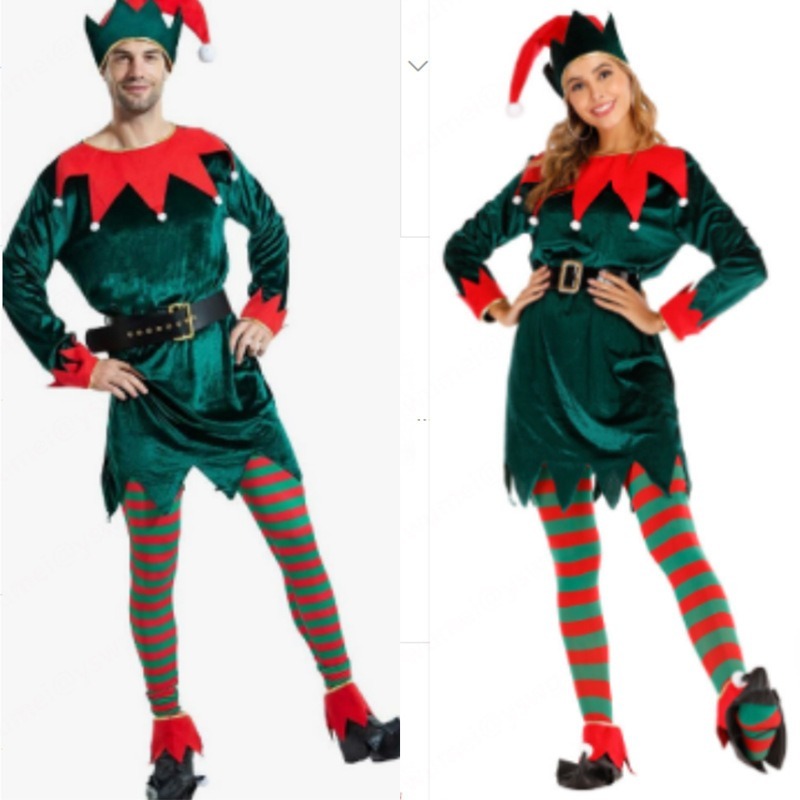 大人のクリスマスコスプレグリーンエルフ衣装セット女性男性クリ - Elf Costume Christmas のレビューと価格