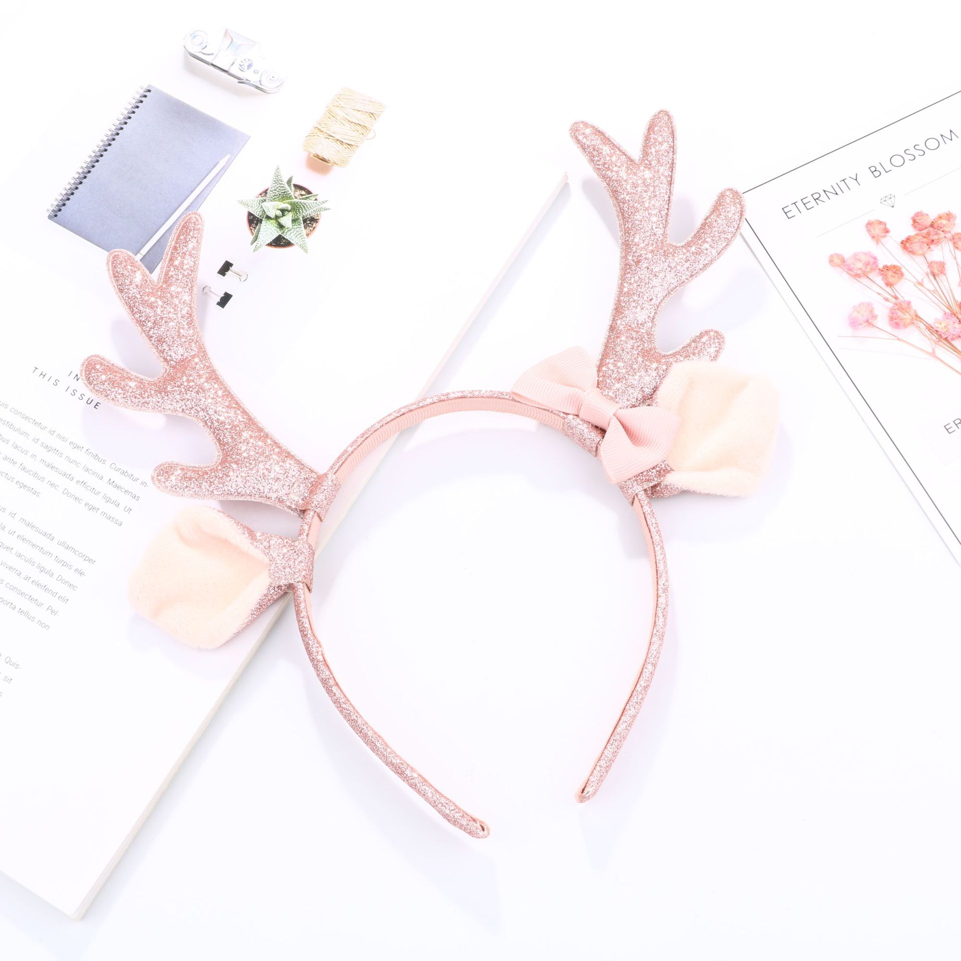 かわいいピンクのグリッタートナカイの角ヘッドバンド、ぬいぐる - Reindeer Antlers Headband のレビューと価格