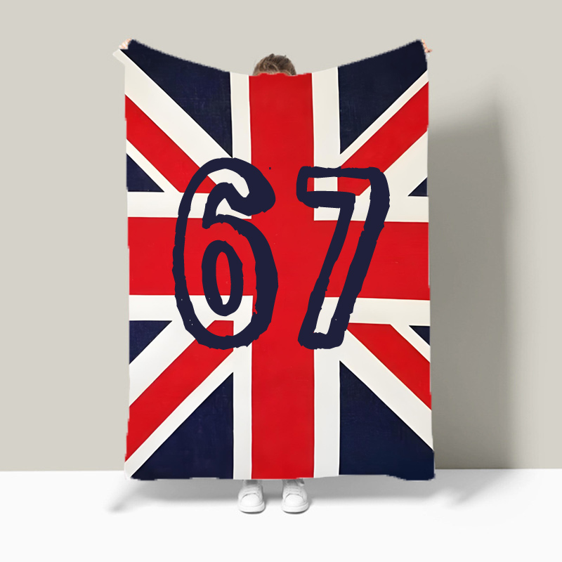 ユニオンジャック旗ミーム番号「67」ソフトフランネルベッドカ - Christmas Throw Blanket のレビューと価格