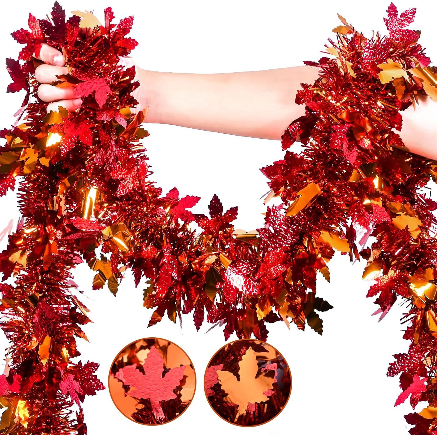 感謝祭の秋の飾り紐ガーランド、暖炉、ドア、庭、ホームパーティ - Tinsel Garland Decoration のレビューと価格