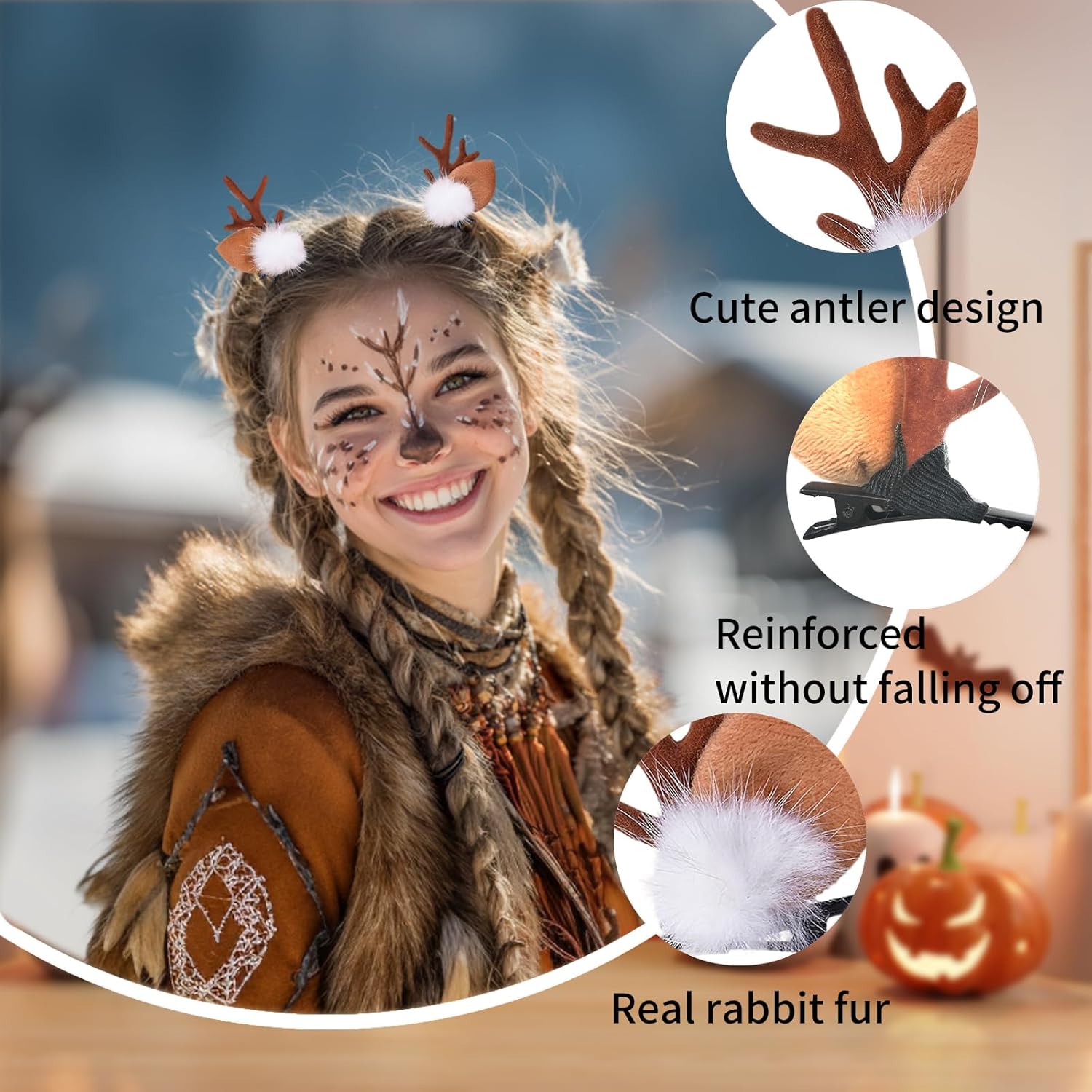 1/2 ペア小さな鹿の耳枝角ヘッドバンドトナカイの角ヘッドバ - Reindeer Antlers Headband のレビューと価格